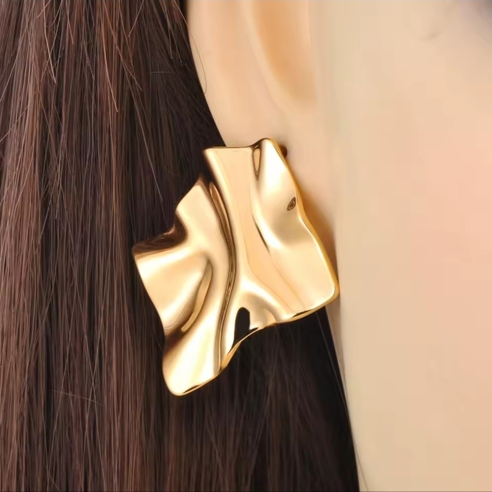 Gold Statement Earrings - Picture 5 of 6